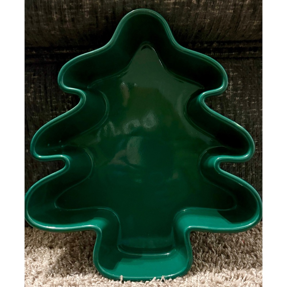 Chantal Christmas Tree Baking Dish 1 Qt Green Ceramic Holiday Stoneware